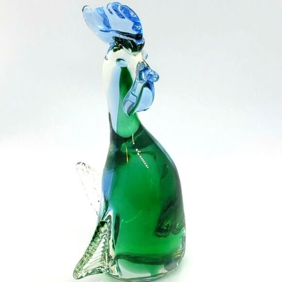 Vintage Murano Green Blue Sommerso Art Glass Rooster - Picture 4 of 16
